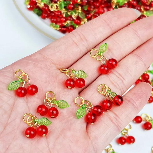 10 Pçs Pingentes de Vidro Cereja Vermelha para DIY Joias