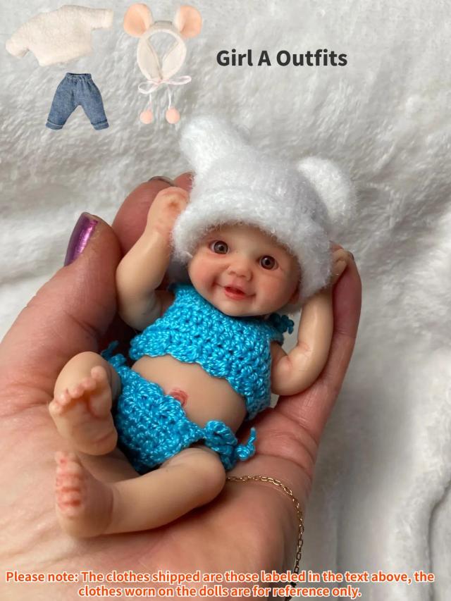 Boneca Reborn Silicone Sólido 6 Polegadas Menina e Menino Realista Bebê Presente Aniversário