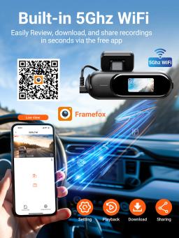 Câmera Veicular Dash Cam 4K UHD com Gravação Frontal e Traseira, Visão Noturna HDR, Wi-Fi Integrado e Modo de Estacionamento - Image 5