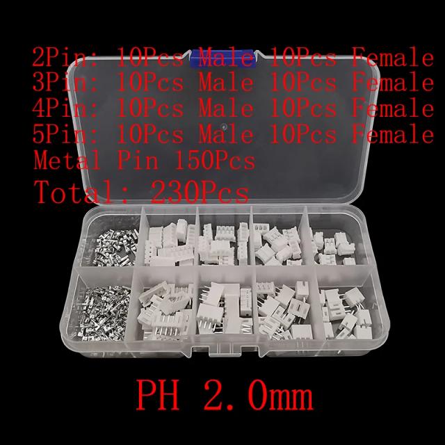 Kit Conector JST PH 2.0mm/XH 2.54mm 230 Peças