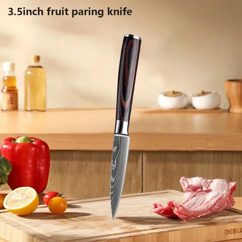 Damasco faca do chef facas de cozinha conjunto profissional desossa faca cutelo carne faca utilitária japonês santoku faca com capa - Image 1