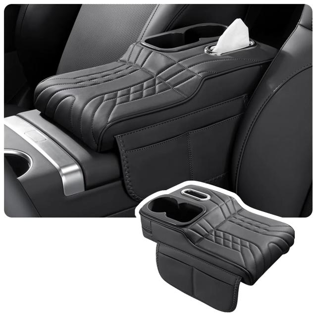 Almofada de Apoio de Braço para Carro HTMCK com Porta-Copos e Bolsos Laterais
