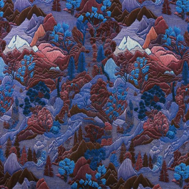 Tecido Lã e Seda Alívio Textura Paisagem Pintura Impresso Outono Inverno Novo Estilo Chinês Base Quente Camisola Tecido