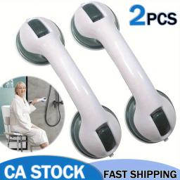 Duas barras de apoio de segurança para banheiro com alças antiderrapantes, feitas de plástico durável, resistentes e estáveis, com ventosa forte - Image 1