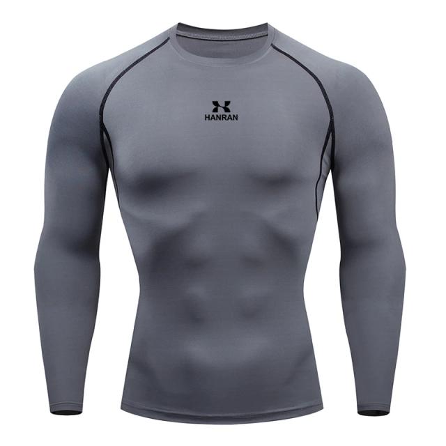 Camiseta de Compressão Masculina de Manga Longa para Corrida, Camisetas Esportivas para Academia, Roupas de Fitness Masculinas, Camiseta Atlética Homme