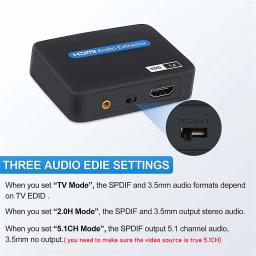 Extrator de Áudio HDMI 4K, Divisor de Áudio HDMI, Conversor HDMI para Toslink+Aux Áudio+Vídeo HDMI para PS4 PS5 HDTV DVD - Image 4
