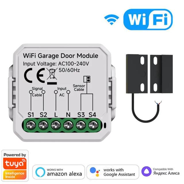 Tuya Módulo de Controle de Porta de Garagem WiFi/Zigbee com Smart Life e Assistentes de Voz