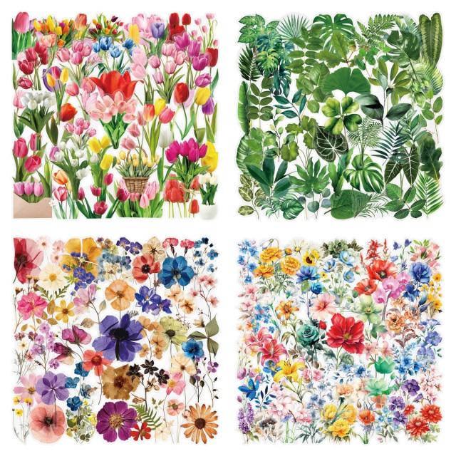 Adesivos Transparentes Flor Planta 50/200 Peças para Decoração de Caderno e Telefone