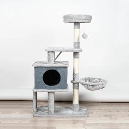 Newpet Árvore para Gatos de Madeira Multi-Nível com Ninho, Pilar, Estrutura para Escalar e Arranhar, Prateleira, Cápsula Espacial, Poste Arranhador e Plataforma de Salto - Image 4