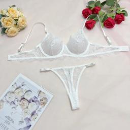 Lingerie feminina sutiã e calcinha conjunto básico sexy pura renda cílios unline uma camada de renda lingerie feminina roupa interior íntima - Image 5