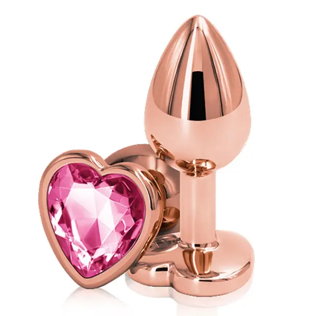 Rosa de Ouro Rosa Coração Cristal Metal Beads Anais Butt Plug Massageador de Próstata 1 Unidade
