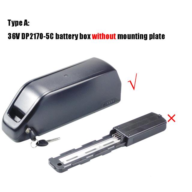 Caixa Vazia para Bateria de Bicicleta Elétrica 48V 52V 20Ah, Compartimento para Bateria de E-bike 36V (Downtube), Compatível com 50 ou 56 Células 21700