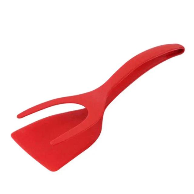 Pinça e Espátula 2 em 1 de Silicone para Cozinha - Utensílio Versátil