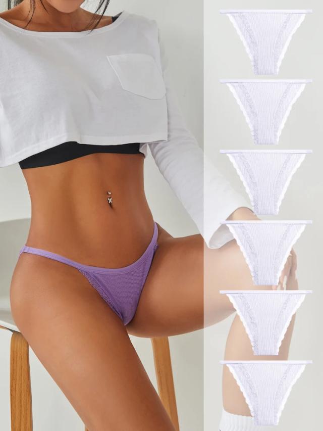 Calcinha de Renda Algodão Feminina Cintura Baixa Sexy 6 Peças