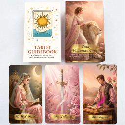 Conjunto de cartas de tarô vitorianas rosa, 78 peças, 13x8 cm, design romântico e elegante, inclui instruções em papel, perfeito para iniciantes - Image 2