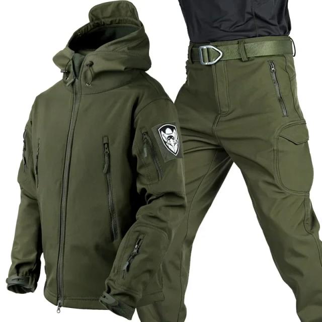 Velo inverno à prova dwaterproof água terno caminhadas conjunto de treino dos homens jaqueta softshell acampamento jaqueta térmica terno tático roupas pesca