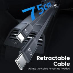 Toocki 4 em 1 carregador de carro retrátil 105w carregador de telefone móvel tipo c cabo para iphone 16 15 cabo de carga rápida adaptador de cigarro - Image 3