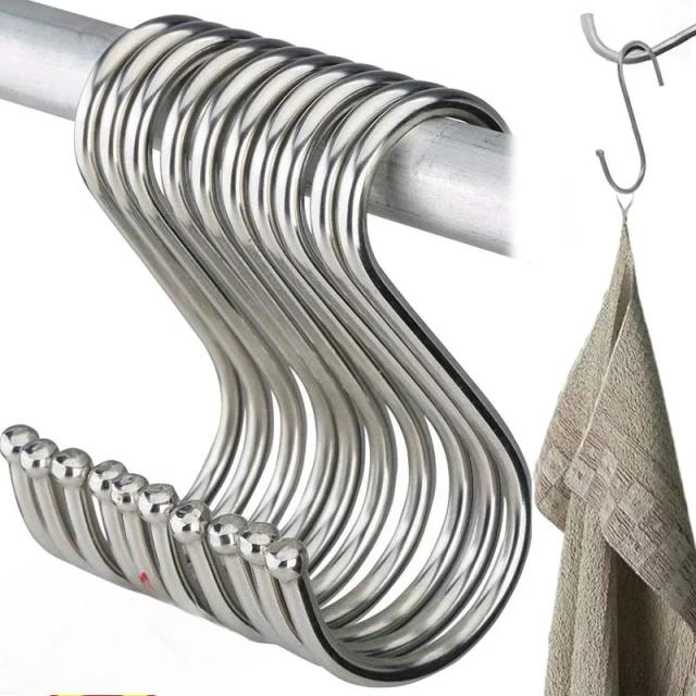Ganchos de Aço Inoxidável Multifuncionais para Roupas, Bolsas, Toalhas, Cozinhas e Banheiros 10 Unidades