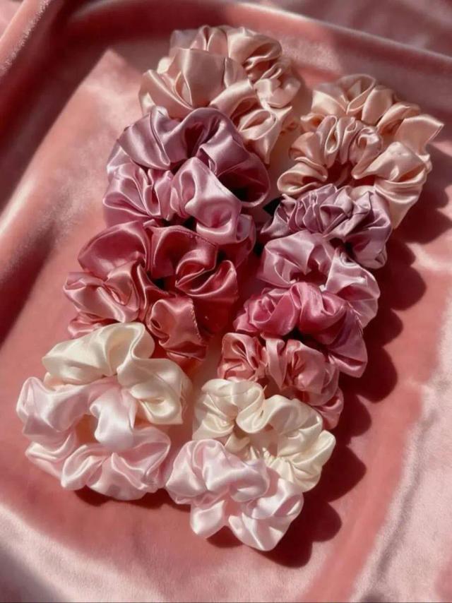 Laços de Cabelo de Cetim Macio 16 Peças Rosa e Marrom