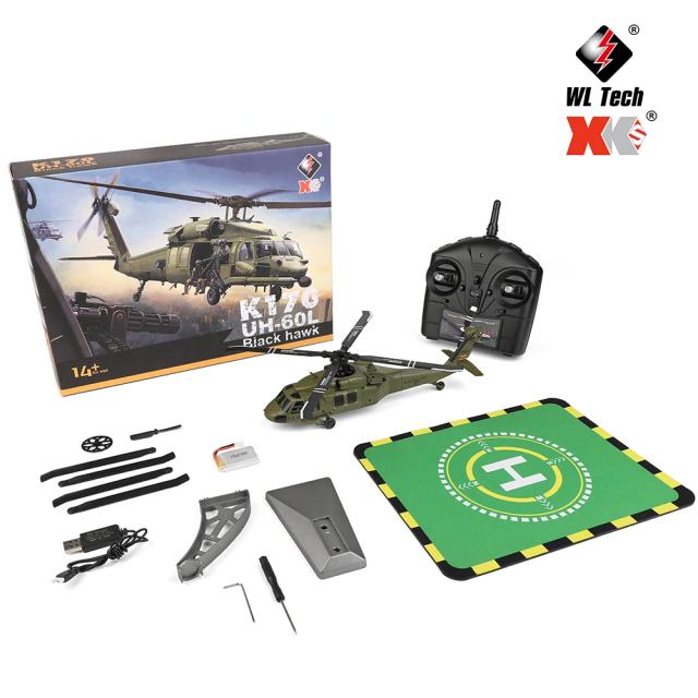 K170 Black Hawk Helicóptero de controle remoto de quatro vias sem escova modelo de altura fixa aeronave UH60L RC modelo de simulação de brinquedo