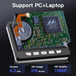4.3 Polegada microscópio digital 1080p 50-1000x moeda microscópio 2000mah microscópio de solda para reparo eletrônico pcb pc portátil - Image 2