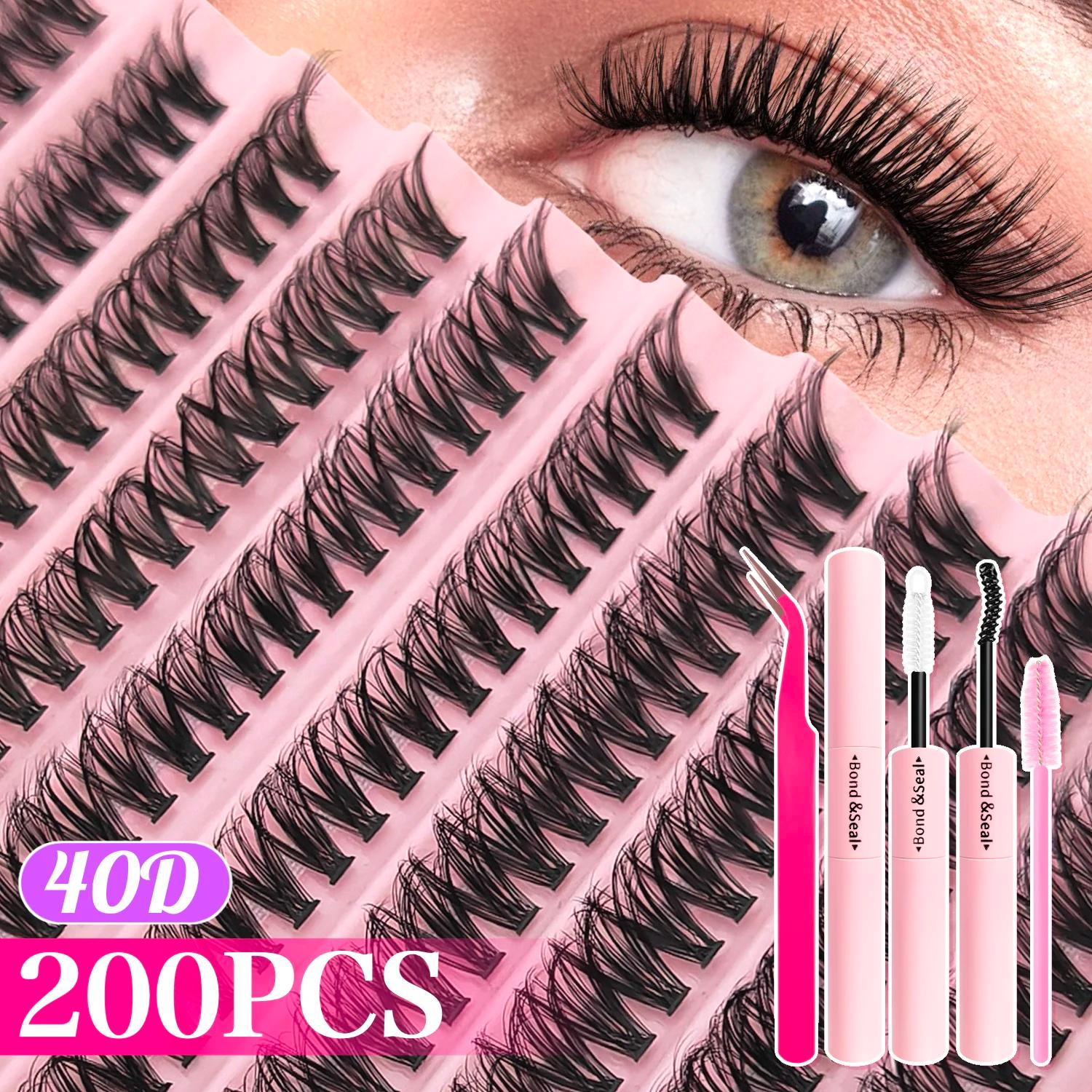 Kit de Extensão de Cílios 720/200pcs, Kit de Extensão de Cílios Volumosos com Adesivo e Selante, Pinças para Cílios, Cachos de Cílios Grossos e Leves - Image 1