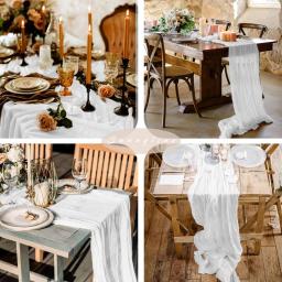 1pc gaze pano de mesa corredor estilo country gaze pano de queijo toalha de mesa para casamento chá de panela chá de bebê festa de aniversário - Image 4