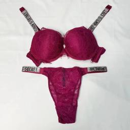 Novo Conjunto de Sutiã e Calcinha Sexy da Victoria's Secret para Mulheres, Confortável, com Efeito Push Up, Ajustável, com Renda e Almofadas - Image 3