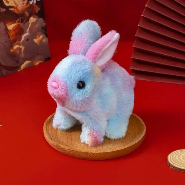 Novo 1 pçs arco-íris coelho andando wargle orelhas som recheado peluche boneca bonito coelho elétrico interativo brinquedos de pelúcia presentes aniversário