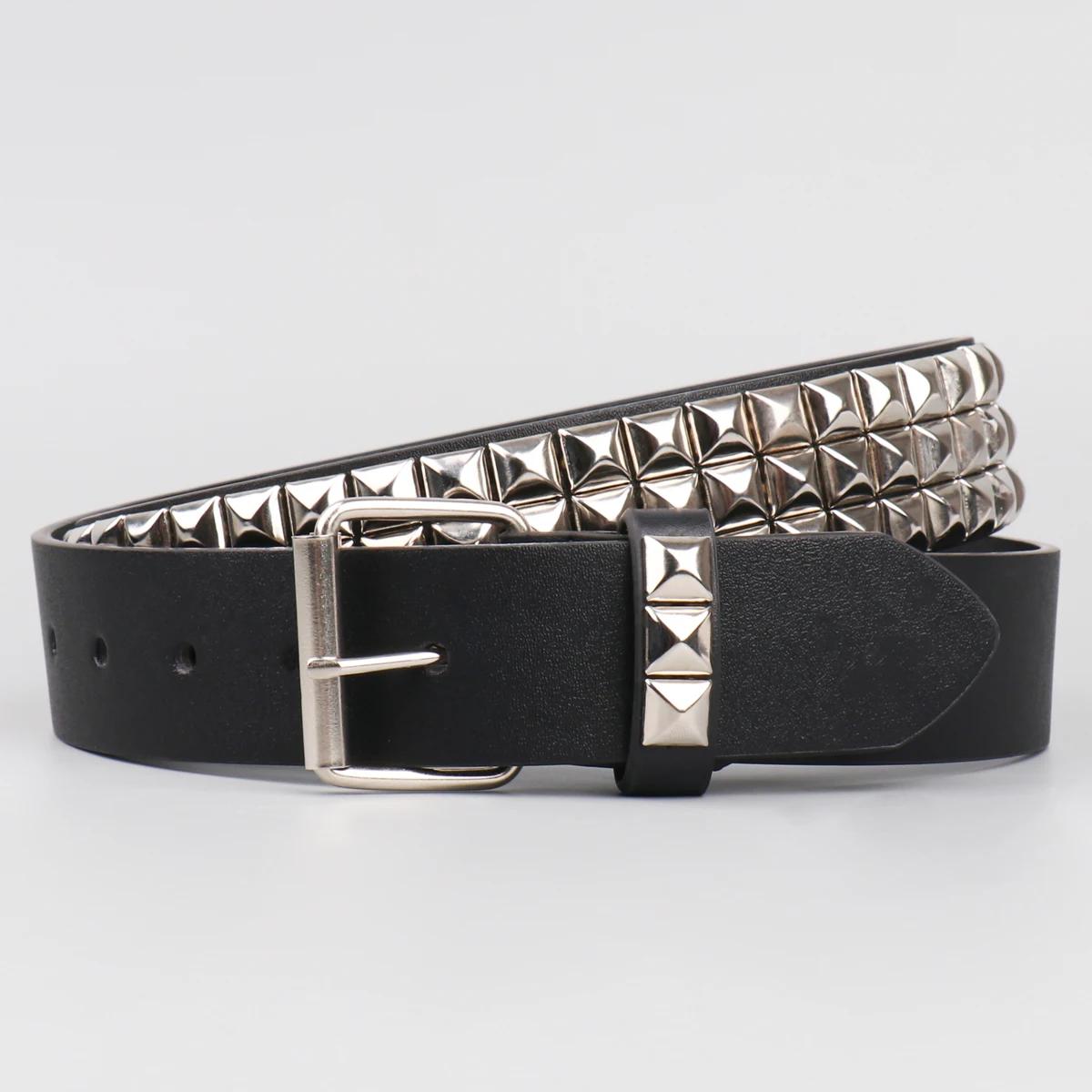 Cinto Masculino de Moda com Fivela de Metal e Rebites em PU - Image 1