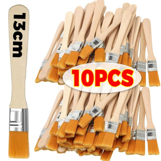Conjunto de Pincéis Nylon Cerdas Macias Cabo Madeira 10 Unidades