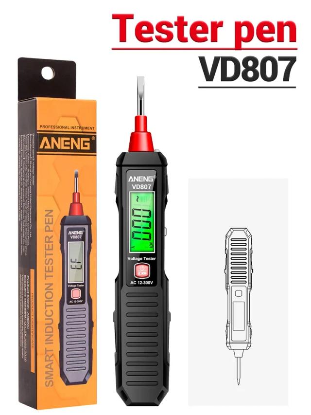 Aneng VD807 Testador de Indução Portátil 12-300V Caneta Elétrica Inteligente NCV Detector de Tensão AC