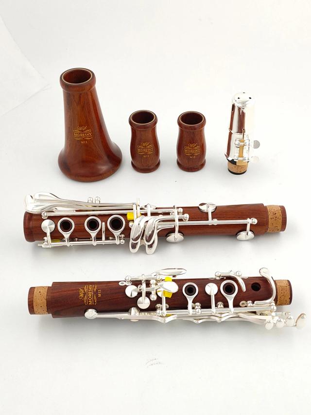 MORESKY Clarinete Profissional Bb Madeira Vermelha Chaves Ouro Rosê/Prateadas 1 Unidade