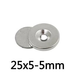 Ímãs Fortes Permanentes de NdFeB 25x5-5 mm, Ímã Magnético de Neodímio Redondo com Furo de 5mm 25*5 mm 25X5-5mm 25*5-5 - Image 2