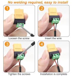 Conector XT60 sem solda macho/fêmea para adaptador de terminal de parafuso de 2 pinos, conector de bala XT60 portátil, plugue de alimentação para aviões RC - Image 3