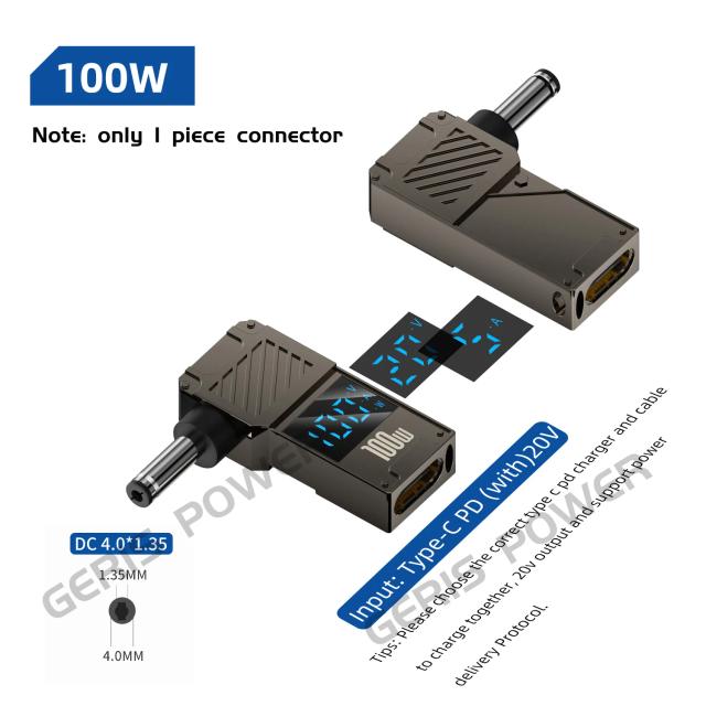 Adaptador de Fonte de Alimentação USB Tipo C PD 100W com Display LED para Notebooks
