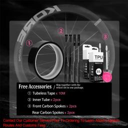 Rodas KORE Carbon Spokes 700C para ciclismo de estrada, rodas tubeless para freio a disco, cubo 36T/60T HG XDR, 1199g, aro de carbono, conjunto de rodas para bicicleta de estrada. - Image 5