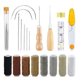 Kit de Costura em Couro, Conjunto de Ferramentas para Artesanato em Couro, Agulhas de Costura Manual, Furador, Linha Encerada para Trabalhos em Couro DIY - Image 2