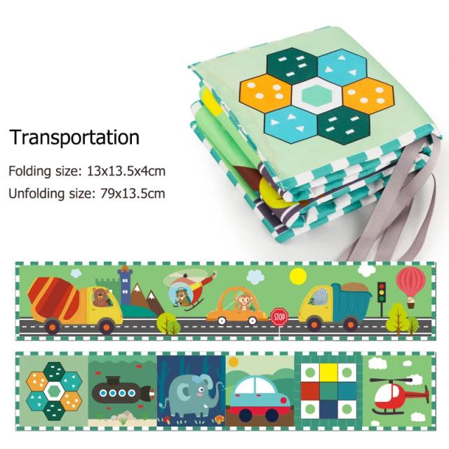 Livro Sensorial de Pano para Bebê - Alto Contraste Visual - 0-12 Meses