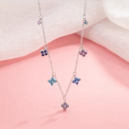 Pulseira e Tornozeleira de Prata Esterlina 925 Nova com Diamante Brilhante em Forma de Trevo de Quatro Folhas Multicolorido para Mulheres Acessórios de Colar Presente - Image 5
