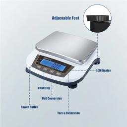 Balança digital de precisão, 5kg, 0.01g, laboratório, balança eletrônica, tela retroiluminada, joias, balança de cozinha, 100-240v - Image 6