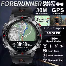 Forerunner 570 gps relógio inteligente 3atm à prova dwaterproof água tela amoled multi-banda gnss bússola altímetro lanterna esportes smartwatch masculino - Image 1