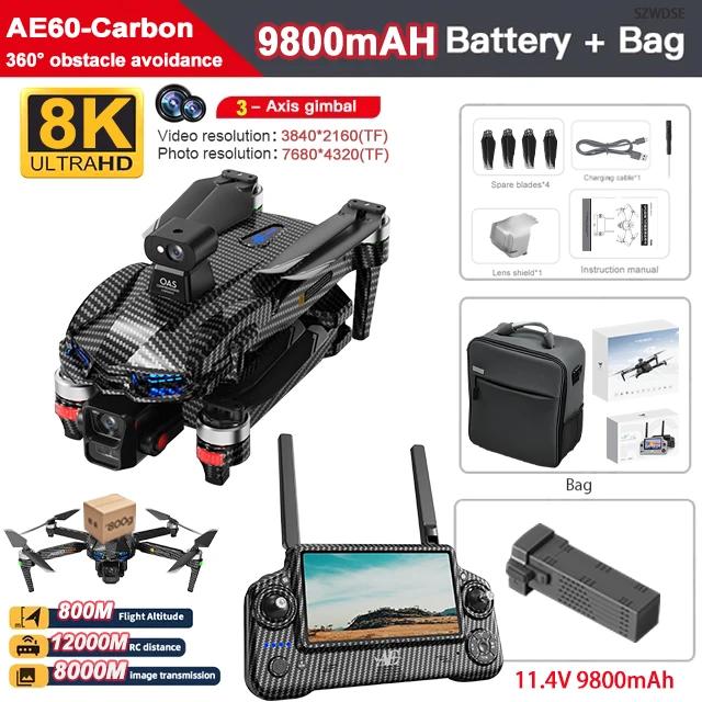 AE60 Drone GPS 8K Câmera Profissional 3 Eixos Cardan 800g Airdrop