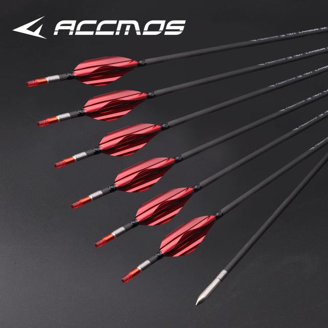 Flechas de Carbono ID3.2mm 40T Spine 350-1000 com Penas Giratórias - Kit com 12 unidades