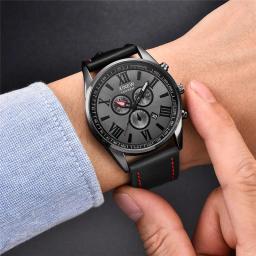 Original xinew marca relógios masculinos meninos moda casual pulseira de couro data quartzo relógio de pulso preto montre homme reloj hombre 2025 - Image 2