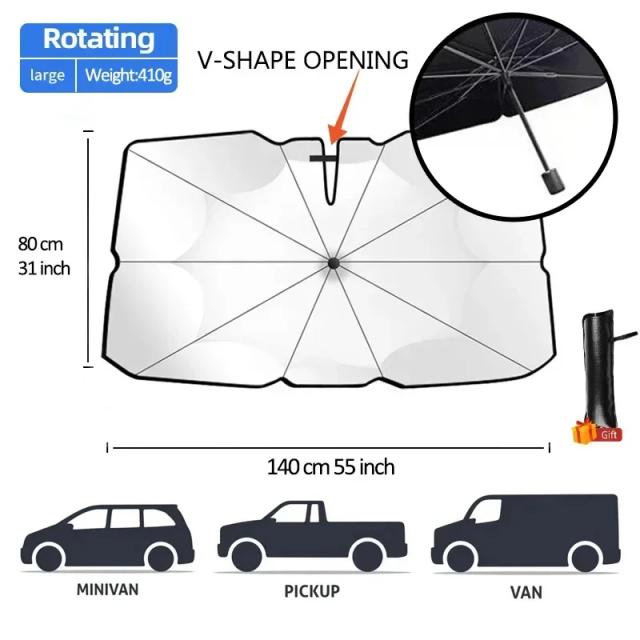 Protetor Solar Automotivo Dobrável para Para-brisa Dianteiro - Isolamento Térmico Superior