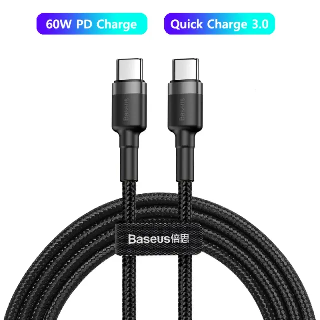 Baseus Cabo USB-C para USB-C 100W PD Carregamento Rápido 1.5m