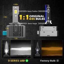 Lâmpadas led para faróis de carro, série d d1s d3s d2r d2s d4r d4s d5s d8s turbo luzes 6000k 70w lâmpada automática plug & play kit de conversão hid - Image 2