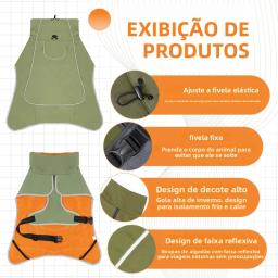 Capa de chuva para cães corta-vento para todos os tamanhos de cães jaqueta impermeável para cães ao ar livre com faixa reflexiva, alças ajustáveis e botão de pressão - Image 5
