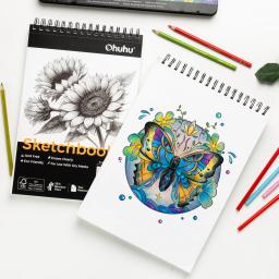Caderno de Desenho Ohuhu em Fibra de Bambu, Papel Resistente a Rasgos, Encadernação Espiral Superior, Papel para Desenho e Pintura Livre de Ácido - Image 2